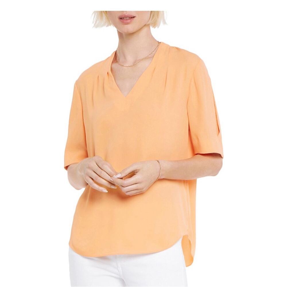 NYDJ Charming Oversized V-Neck Peach Lightweight Sheer Top Women’s Size S NWT